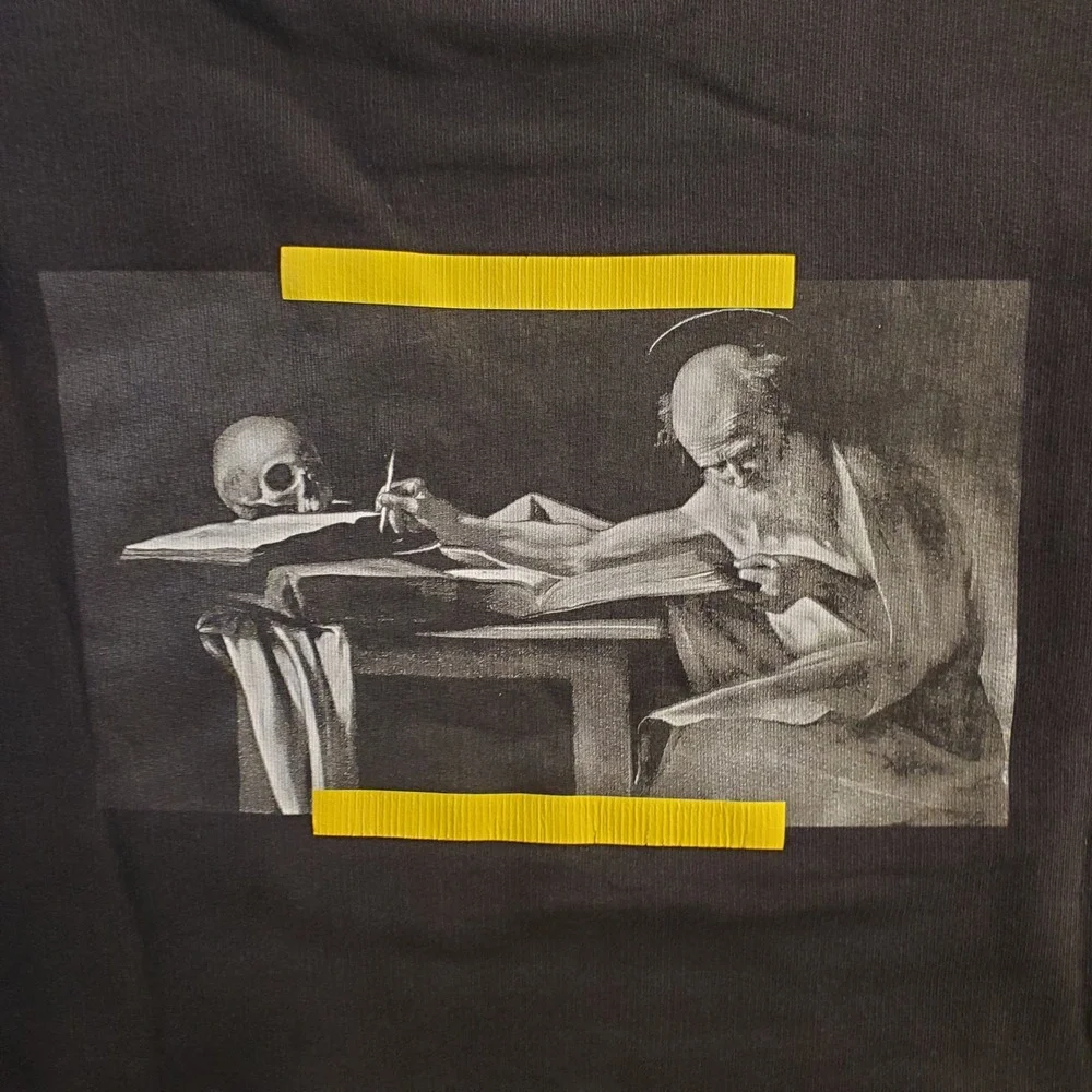 Off-White Caravaggio Saint Jerome Hooded Black Yellow Mens Large Streetwear - Picture 3 of 14